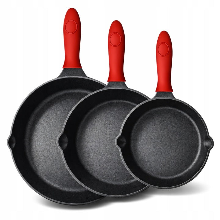 Three-Piece Cast Iron Pan Set for Campfire Grilling and Outdoor Cooking