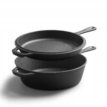 2-in-1 Cast Iron Frying Pan and Saucepan Set, 2 x 26 cm