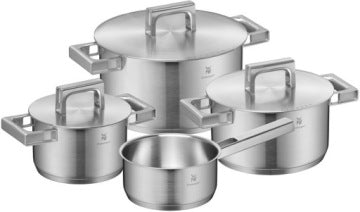 WMF Ultimate Cool+ Steel Cookware Set with 3 Pots, Lids and Saucepan