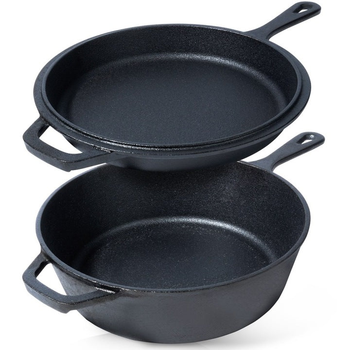 Black 3.5 L Cast Iron Pot Set with 24 cm Frying Pan