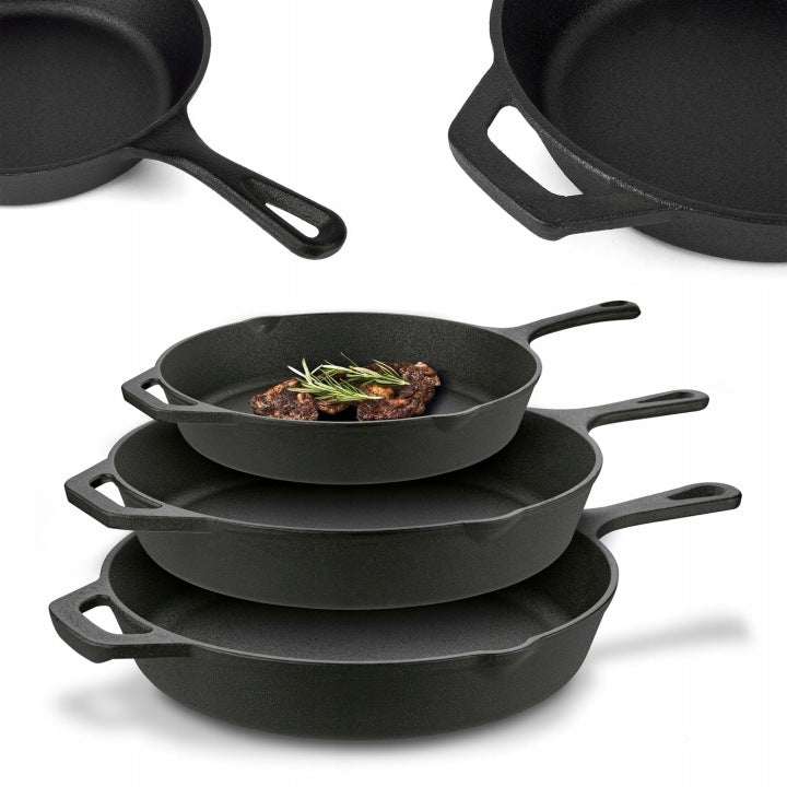Könighoffer Cast Iron Pan Set for Oven and Gas, 20/24.5/29 cm