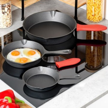 Set of 3 Cast Iron Frying Pans for Gas, Induction, Grill and Oven, 15/20/25 cm