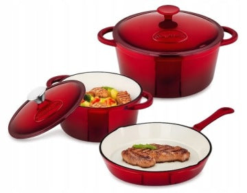 Könighoffer Cast Iron Cookware Set with Pots and Frying Pan for Oven and Induction