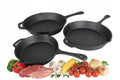 Set of 3 Cast Iron Frying Pans for Induction and Gas