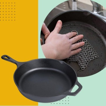 Large 26 cm Cast Iron Frying Pan for Induction, Campfire, Grill and Gas