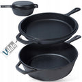 2-in-1 Cast Iron Pot, Saucepan and Roasting Pan for Baking and Frying