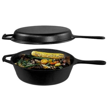 3-in-1 Cast Iron Saucepan, Frying Pan and Roasting Pot, 26 cm