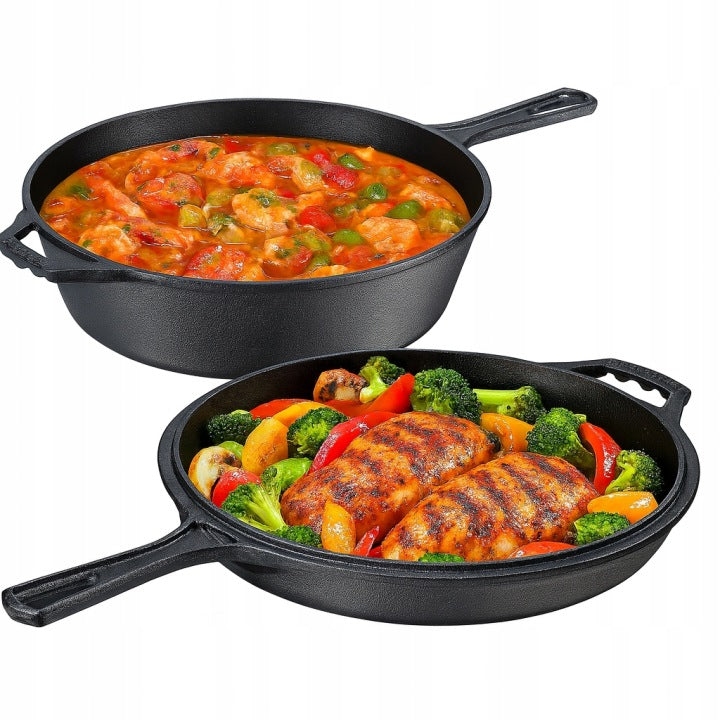 26 cm Cast Iron Frying Pan, Saucepan and Pot for Induction, Gas, Grill and Oven
